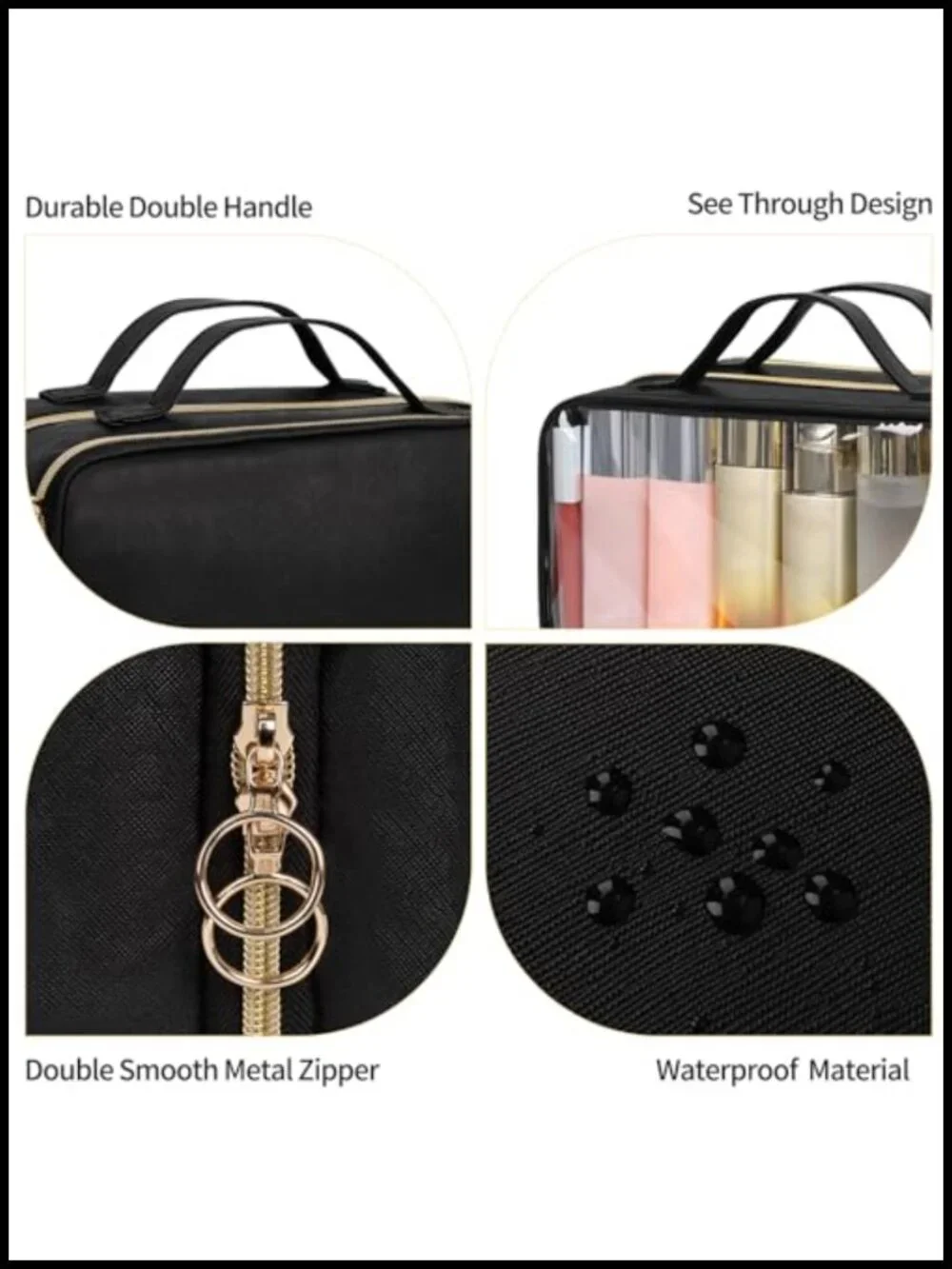 Large Capacity Clear Makeup Bag Travel Toiletry Organizer with Multiple